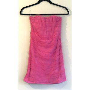 Thirty Thirty Barbie Inspired Pink Strapless Dress Bodycon Netting Size S NWT